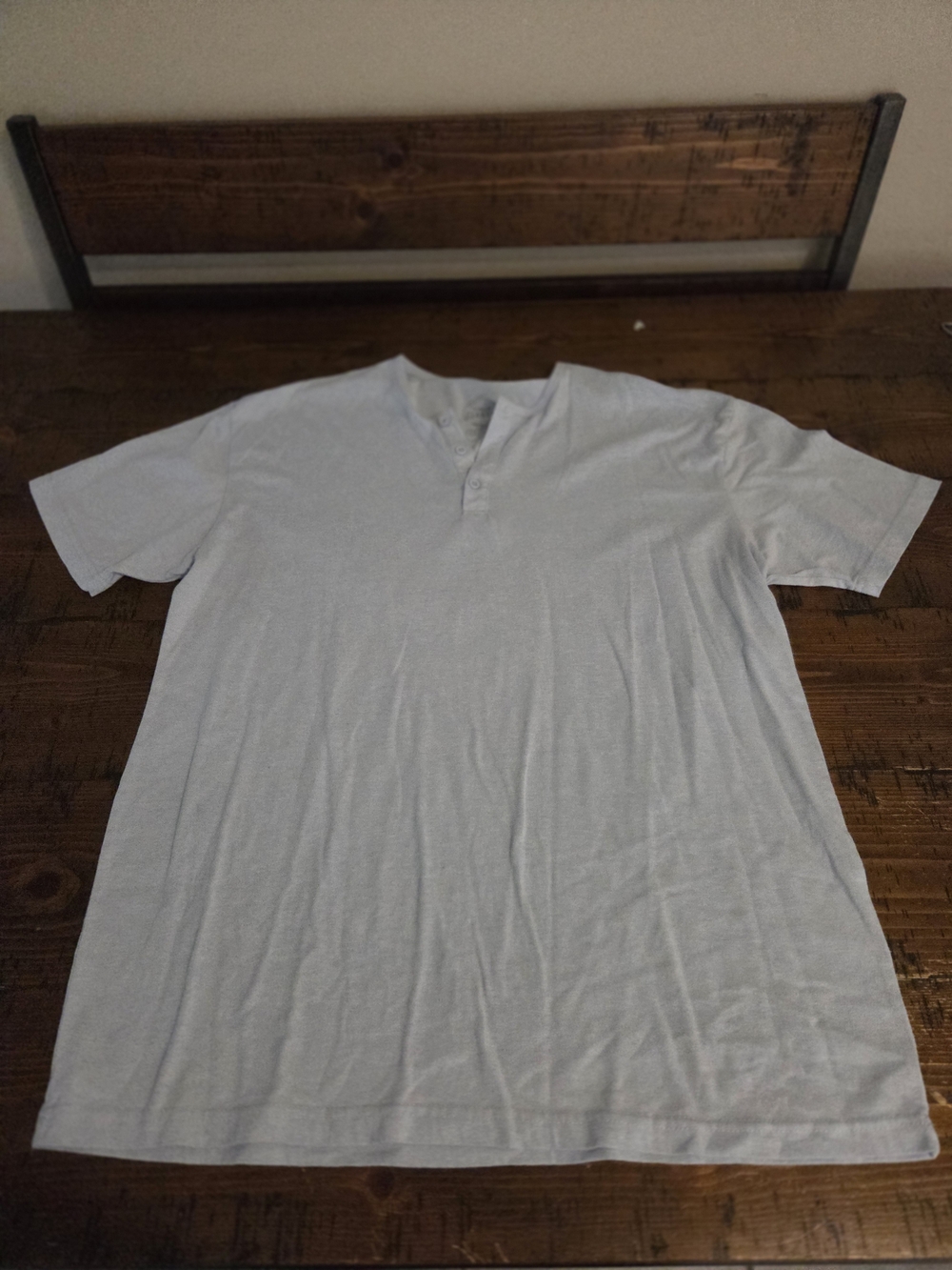 Men's White Short-Sleeve Henley Tee